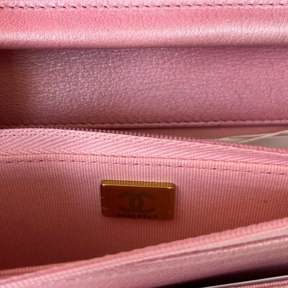 NEW UNBOXED RARE Cloudy pearly goatskin gold hardware iridescent pink - Picture 14 of 14